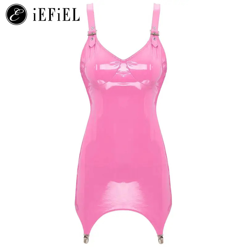 Bayan Parlak Metalik PVC Deri  - Babydoll Chemise Night incelemesi ve fiyatı